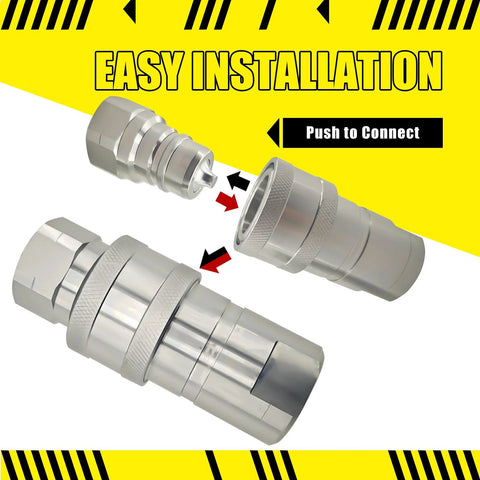 Hydraulic quick-connect tractor coupler set; carbon steel, 1'' NPT threads, dust cap (Parker 4000 replacement)