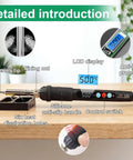 60W LED Display Soldering Iron Kit With Ceramic Heater featuring LCD and silicone handle, detailed introduction of components.