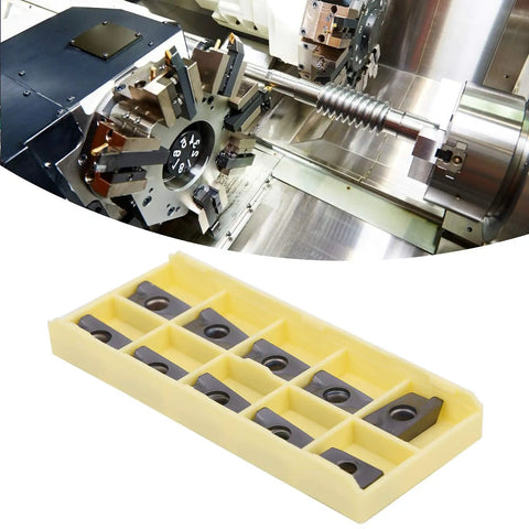 Beefy Carbide Turning Inserts For CNC Lathes, 10 Pack Model APMT1605PEER XM LF6018 displayed with CNC machine