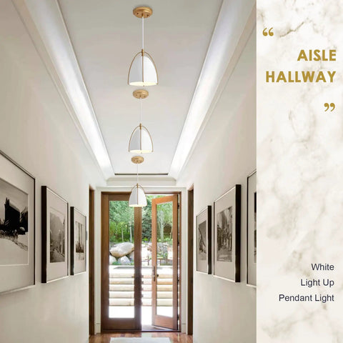 Two Pack Modern Dome Pendant Lights, 1 Light Each, White Dome With Gold Trim, Perfect Kitchen Island Fixture For Dining Room Hallway Bar Or Sink Area, Clean Minimalist Look That Elevates Any Space