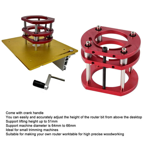 Router Table Base With Lift System, Heavy Duty Aluminum Alloy And Stainless Steel Construction, 4 Jaw Clamping Universal Trimming Machine, 51mm lift