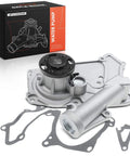 Engine Water Pump Direct Fit For Hyundai And Kia DOHC V6 3.3L 3.5L 3.8L Easy Install For Azera Entourage Genesis Santa Fe Sonata Veracruz Sedona Sorento Borrego Amanti And More, shown with a gasket set in front of packaging box.