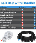Comparison chart of Gait Belt With Easy Grab Handles For No Fuss Transfers And Smooth Mobility Support features versus others.