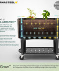 Diagram of Raised Garden Bed With Legs Built To Last 40 x 20 x 37 In Wood Brown Planter Box With EnGrow TrueSoil Technology showing aeration.
