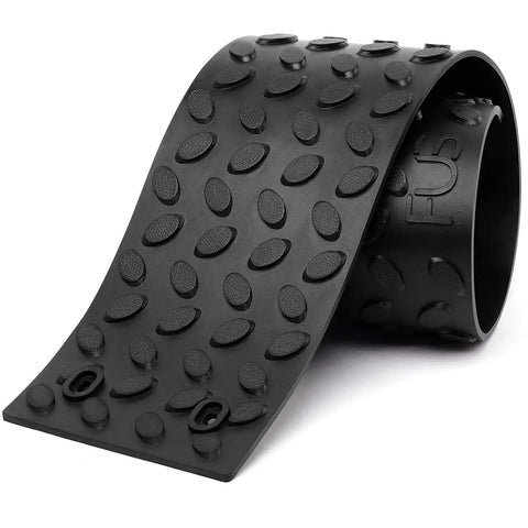 Non Slip Outdoor Stair Treads 4x24 Inch Diamond Textured Rubber Mats for Steps, coiled black rubber strip showing texture detail