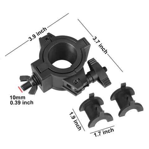 Mountain_ARK 5-pack stage light O clamps; black plastic mounts for 1–2 in OD truss pipe, includes mounting hub.