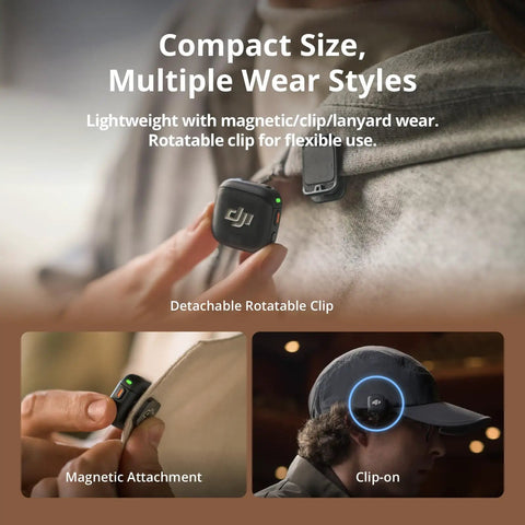 All Day Wireless Lavalier Mic System With 2 TX 1 RX And Charging Case For iPhone Camera And Android, compact size multiple wear styles