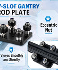 7 Pack 400mm Aluminum Extrusions With V Slot Gantry Rails, Rod Plates, Wheel Modules, And Universal 90 Degree Foldable Motorcycle And Bicycle Folding Foot Pegs For DIY 3D Printer And CNC Machine Projects, eccentric nut rod plate