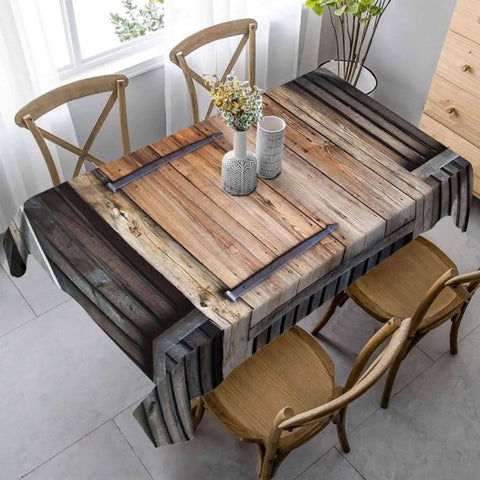 Antique Wooden Door Rectangular Tablecloth 60x84 Inch Outdoor Rustic Brown Barn Farm Timber Table Cover for Kitchen