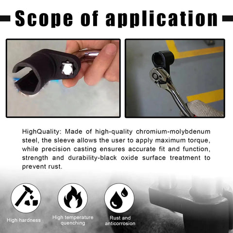 Universal Offset Oxygen Sensor Socket For 3/8 Inch Drive By 7/8 Inch 22mm shown in use, with side wire gate access preventing wire damage.