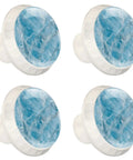 Upgrade Your Place With This Sweet 4 Pack Of Light Blue Marble Cabinet Knobs Featuring Straight Up Durable Crystal Glass and a Fresh Mushroom Look for Dressers Kitchen Cabinets and Pantries, 1.38 inch glass knobs.