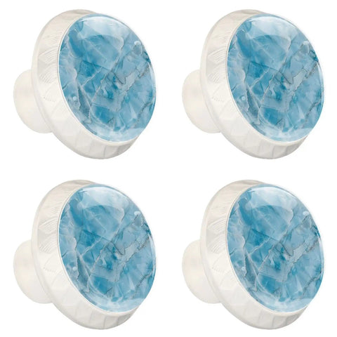 Upgrade Your Place With This Sweet 4 Pack Of Light Blue Marble Cabinet Knobs Featuring Straight Up Durable Crystal Glass and a Fresh Mushroom Look for Dressers Kitchen Cabinets and Pantries, 1.38 inch glass knobs.