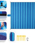 Extra Large Beach Blanket Waterproof And Sand Free For 3 To 4 People 7 By 7 Feet Lightweight Beach Mat With 6 Stakes And 4 Corner Pockets