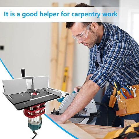 Top Shelf Manual Router Lift Kit With Smooth Glide Aluminum Insert Plate For Router Tables Solid Base Upgrade in use
