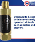 Pre Set In Line Pressure Regulator For Air Tools 90 Psi One Quarter Inch NPT Brass Body with Coilhouse branding