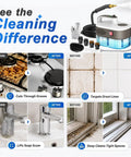 Quick Heat 10S Handheld Steam Cleaner, Chemical-Free Portable Steamer For Car, Grout, Tile, And Kitchen, before and after cleaning results.
