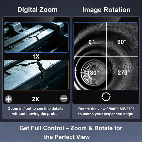 Unique Tech Gift For Men HD Borescope Camera With Light Flexible Inspection Tool For Home DIY Auto Projects And Gadgets Lovers Ideal Gift For Husband Dad Or Teen Tech Enthusiast And Collectors Of Dope Gadgets. 2x zoom and 0°-270° rotated inspection view