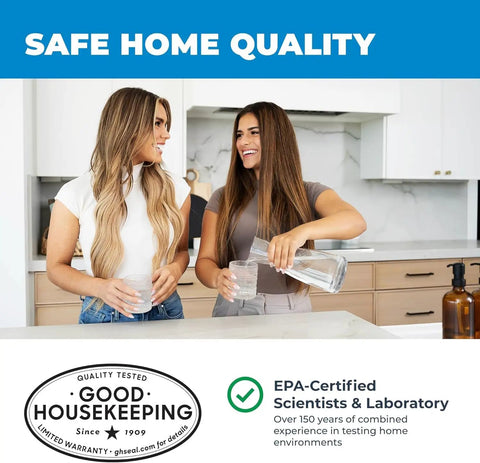 Two women in a modern kitchen with Safe Home quality assurance for Lead In Solids Combo Test Kit For Homes And Pros With 10 DIY Swabs And Optional EPA Certified Lab Testing Made In The USA For Homeowners And Contractors Two Pack For Quick On Site Screening And Lab Verification.