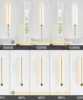 Dimmable Modern Plug In Wall Sconce Set Of 2 Gold Brushed Finish 23.6 Inch Indoor Wall Lamps With Memory Function And 3000K 4000K 6000K Color Temperature Perfect For Living Room And Bedroom showing adjustable brightness and color temperatures