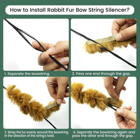 Step-by-step installation of rabbit fur in Bow String Silencers Kit With Rabbit Fur String Silencers And Leather Bow Limb Silencer Strip Arrow Rest Archery Accessories For Recurve Bow And Longbow.