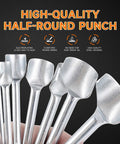 15 Piece Leather Corner Punch Set With Half Round And End Punches 10 To 40mm Pro Grade Alloy Steel Leather Craft Kit on display
