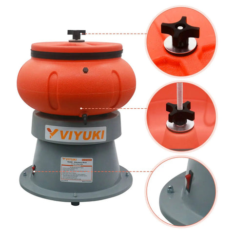 18 Lb Vibratory Tumbler Polishing Machine For Metal Parts 120V 60Hz with closeup on control details and base design