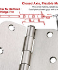 Close-up of 18 Pack Brushed Nickel Door Hinges 3.5 Inch Satin Nickel Interior Hinge Set With 5/8 Inch Radius Corners And 108 Screws