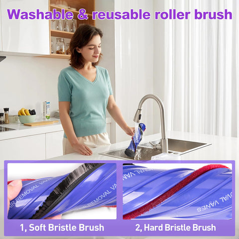 Woman washing Quick Release Vacuum Head Replacement For V7 V8 V10 V11 V15 Cordless Vacuum with roller brush in sink