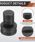 Hydraulic Hole Punch Die Set 10mm By 20mm Oval Hole In 40Cr Steel, black metal cylinder with oval die dimensions marked.
