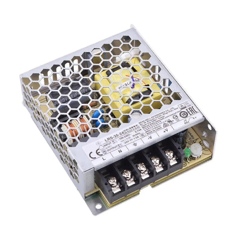 Solid Core Switching Power Supply Serving Up Steady 24 Volt 1.5 Amp 36 Watts For Plc Panels And Home Setups, compact steel design with cooling grid.