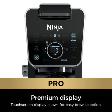 Front view of coffee maker touchscreen, Hot And Iced Coffee Maker With All In One Dual Brew Pro System For Single Serve Or Drip Brew.