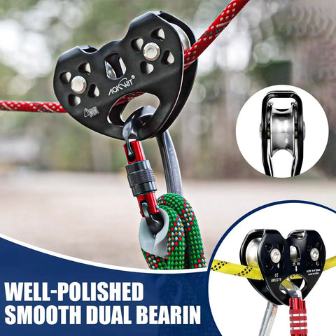 Beefy Heavy Duty Zip Line Pulley 8 To 13mm Climbing Pulley With Durable Aluminum And Stainless Steel Bearings Double Tandem Speed