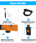 Details of Auto Body Dent Repair Kit Pro Spot Dent Puller with rubber tools, power cord, slip prevention feet, and insulated heating head.