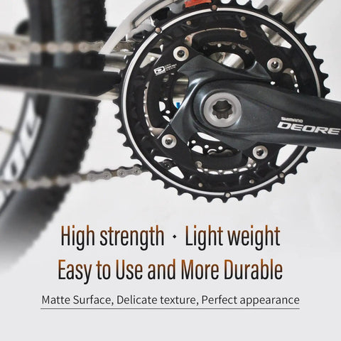 Badass Titanium Crank Cover M20 Screw Cap For Road Bicycle And Mountain Bike Crank Arm Bolt Thread Shield Sandblasted Smooth Finish Ultra Drop Dead Durable Upgrade showcased with chainrings.
