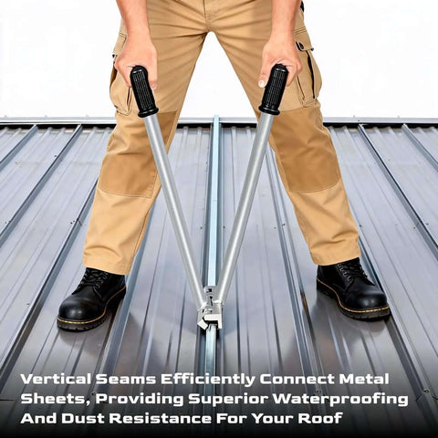 Two In One Hand Seamer Sheet Metal Tool For Standing Seam Roofing in use on metal roof panel