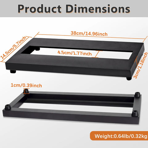 Ultra Portable Mini Guitar Pedal Board Kit With Aluminum Alloy Black Finish 15 By 5.7 By 1.18 Inches dimensions view