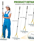 Person holding 15 Inch Steel Lawn Dethatcher with adjustable handle and curved steel tines for thatch removal and soil aeration.