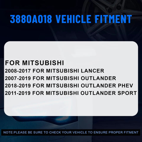 Front Wheel Hub Assembly Pair for Mitsubishi Lancer 2008-2017, Outlander 2007-2019, Outlander Sport 2011-2019, and Outlander PHEV 2018-2019 - 5 Lug Front Left and Right, OE 3380A018 930005 fitment chart