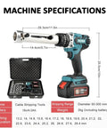 Premium Cordless Electric Wire Stripper Machine With Dual Four Ah Batteries And Twenty Bushings with detailed specifications.