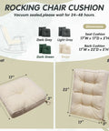Thick Memory Foam Rocking Chair Cushions Set With Non Slip Ties For Indoor Outdoor Beige 22x17 Back Cushion And 17x17 Seat Cushions Boosting Comfort And Ergonomic Support For Comfy Contoured Relaxation