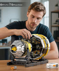 Dope Working Aircraft Engine Model Kit With Motorized Turbofan For Display, 2256 Pieces DIY STEM Project For Teens And Adults, Realistic Rotating Fan Blades And Compressor Stages, Battery Box Included, man assembling model