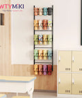 5 Tier Water Bottle Organizer Over The Door Cup Holder For Bulky Stanley Tumblers And Large Jugs, Wall Mounted, Black
