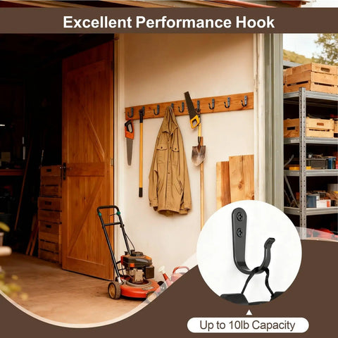 20 Pack Black Metal Wall Hooks for Bathroom and Garage Beefy Heavy Duty Hangers for Towels Robes Coats and Kitchen Accessories Durable Steel Wall Mount Organizer for Closet Utility Room