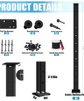 36 Inch Cable Railing Post Kit Surface Mount Black Heavy Duty Post Set With Pre Drilled Holes For Easy Install Invisible Cable Railing System Includes One Eighth Inch Stainless Steel Cable Three Pack Posts With Cable Grommets No Handrail, shown with components like screws and cable.