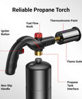Powerful Propane Kitchen Torch For Searing Steak, Grilling And BBQ, adjustable flame with igniter button and fuel flow knob