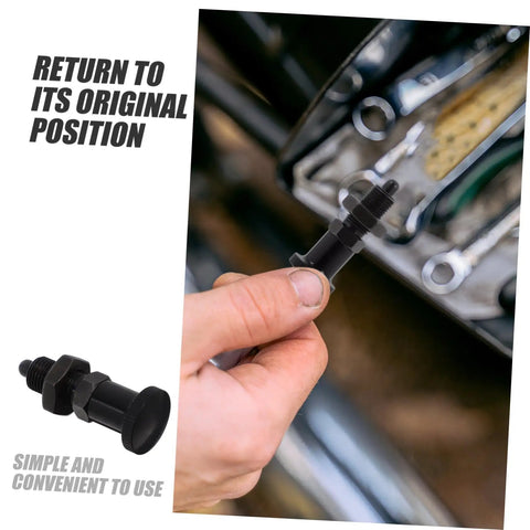 Heavy Duty Carbon Steel Reset Type Indexing Plunger For Industrial Machinery And Toolboxes in hand showing spring loaded pin.