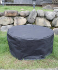 36 Inch Fire Pit With 2 Grills Lid And Round Waterproof Cover 3 In 1 Outdoor Fire Pit Table covered on grass