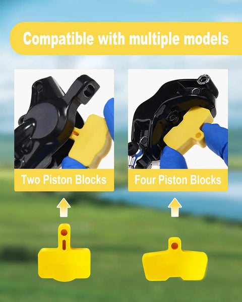 SRAM And Avid Hydraulic Disc Brake Bleed Kit with metal adapters shown with two and four piston blocks, easy bike maintenance.