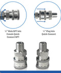 Essential Washer stainless steel 1/4 in NPT male quick-connect fittings, set of 2 for 5000 PSI pressure washers