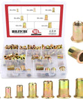 165 Piece Mixed Zinc Plated Carbon Steel Rivet Nut Kit With Threaded Rivnuts M3 Through M12 Pro Grade Durable Nutsert Insert